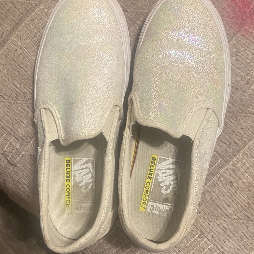 Vans Kids Iridescent Slip-On Sneakers - Cream